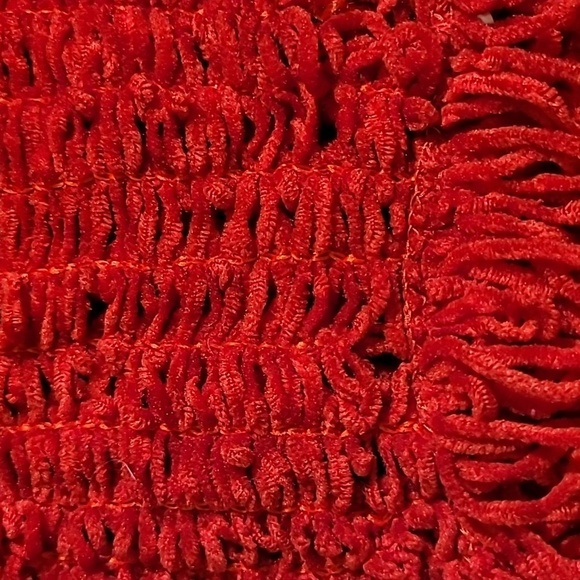 Red Fringed Fall Winter Scarf 6"×54" - Picture 4 of 4